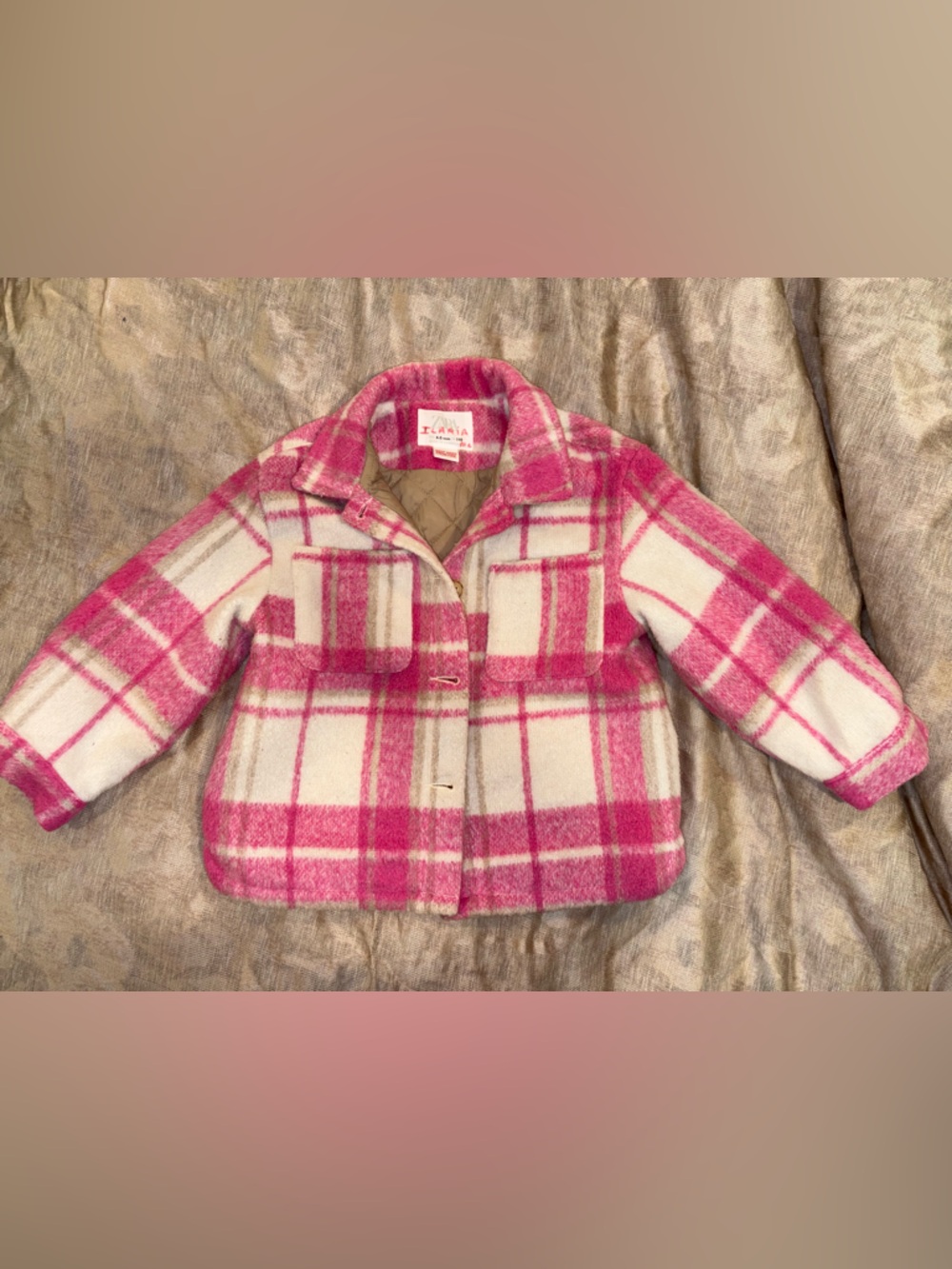 Zara, pink, white and beige shirt/ jacket
"shacket". Girls Size 4-5